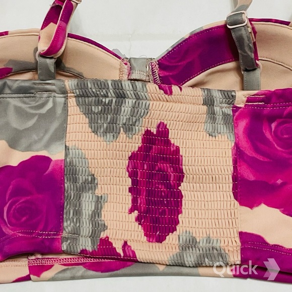 NWT Forever 21 Pink Floral Zippered Knit Top - Picture 5 of 8